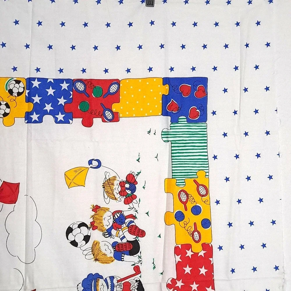 Vintage Kids Sports Fabric Panel 35x44 Pillow Sham Wall Hanging White Multi